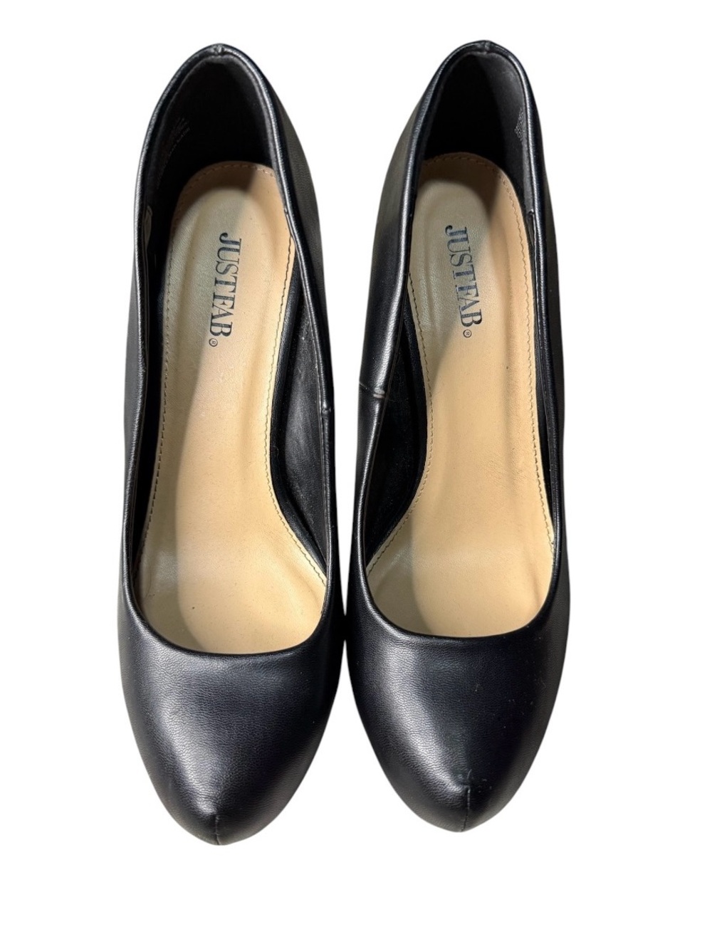 JustFab Tanna Black Pointed Toe Stiletto Pumps Faux Leather Women’s Size 7.5
